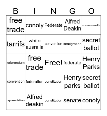 federation bingo Card