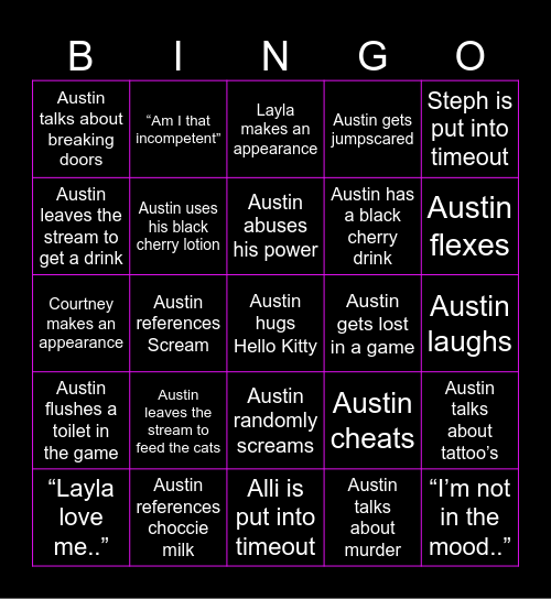 Austin’s Only Felines Bingo Card