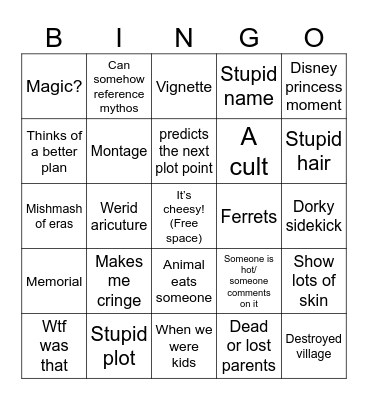 cheesy movies Bingo Card