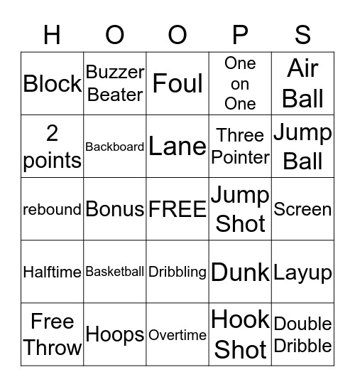 HOOPS Bingo Card