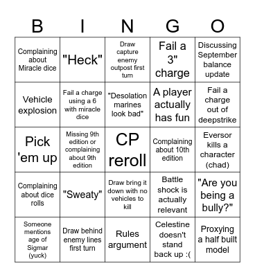 Sunday Warhammer Bingo Card