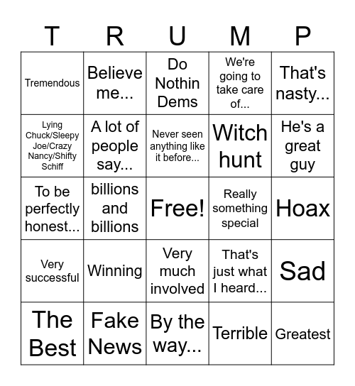 Trump Bingo Card