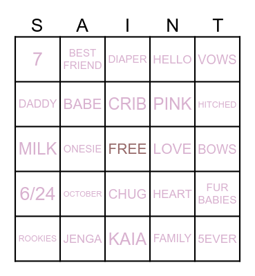 St. Thomas Bingo Card
