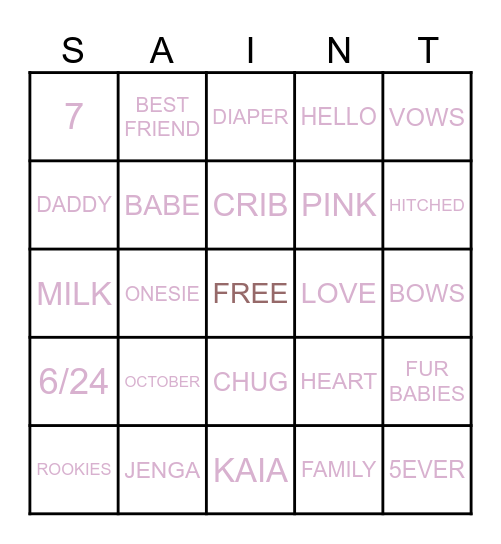 St. Thomas Bingo Card
