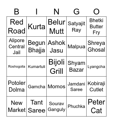 Bengali Poribar Picnic Bingo Card