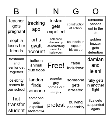 orhs bingo Card