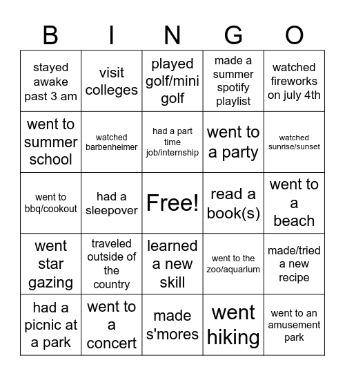 CSA AUGUST GBM BINGO Card