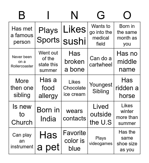 Find Someone Who... Bingo Card