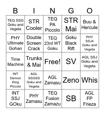 Dokkan WWDC 2023 Summons!!! Bingo Card