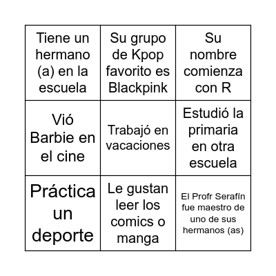 VAMOS A CONOCERNOS Bingo Card