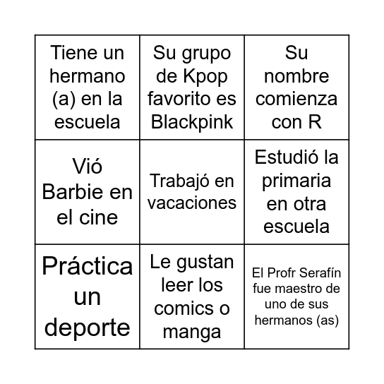 VAMOS A CONOCERNOS Bingo Card