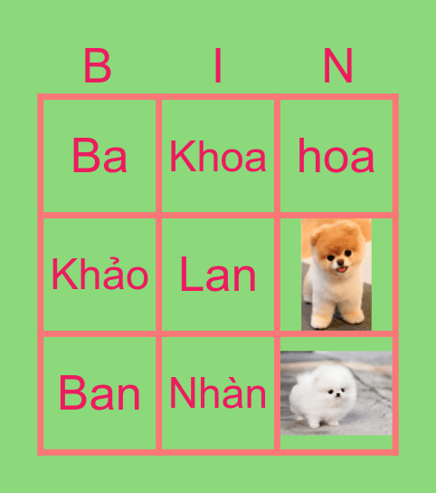 PHIẾU Bingo Card
