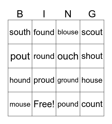 ou words Bingo Card