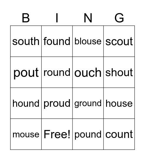 ou words Bingo Card