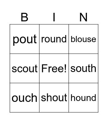 ou words Bingo Card