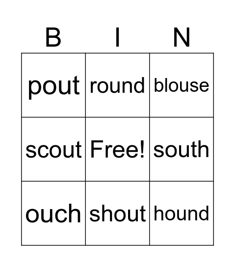 ou words Bingo Card