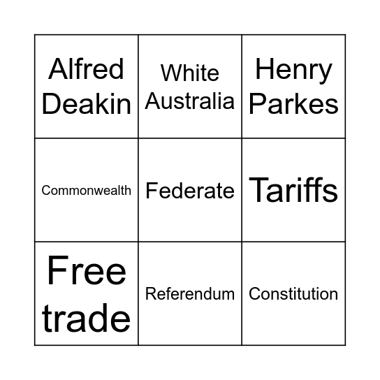 Federation Bingo Card