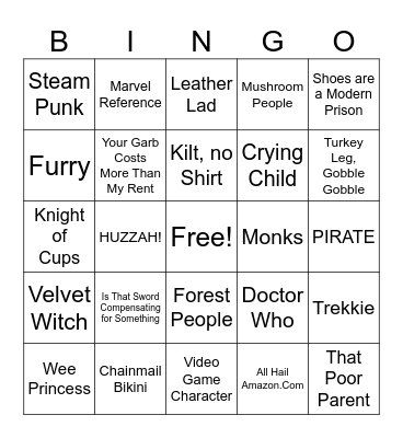 Ren Fest 2023 Bingo Card