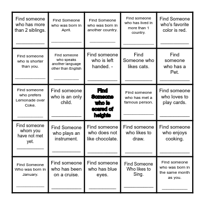 Find Someone Who... Bingo Card