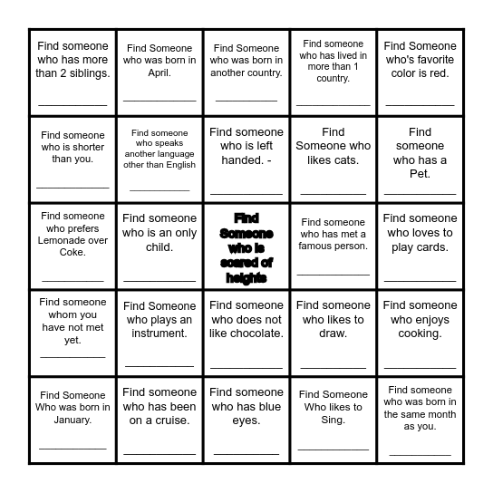 Find Someone Who... Bingo Card