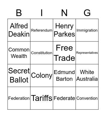 Federation Bingo Card