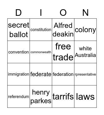 Federation bingo Card