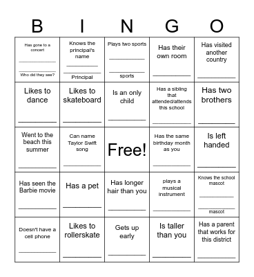 Find someone who...... Bingo Card