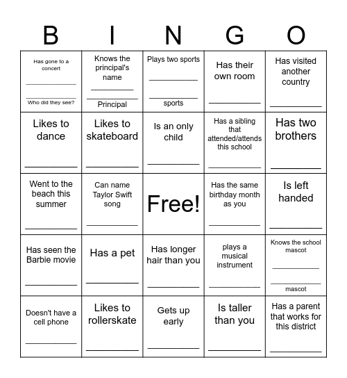 Find someone who...... Bingo Card