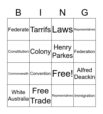 Federation Bingo Card