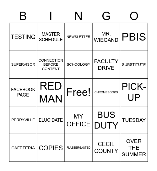 SECRET BACK TO SCHOOL BINGO Card