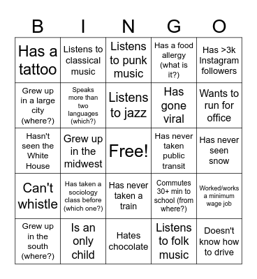Untitled Bingo Card