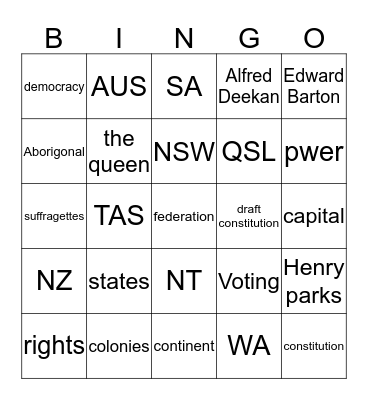 federation bingo Card