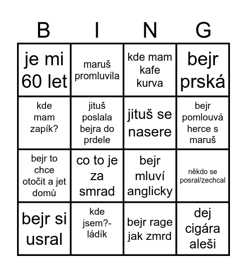 bejrLadik Bingo Card