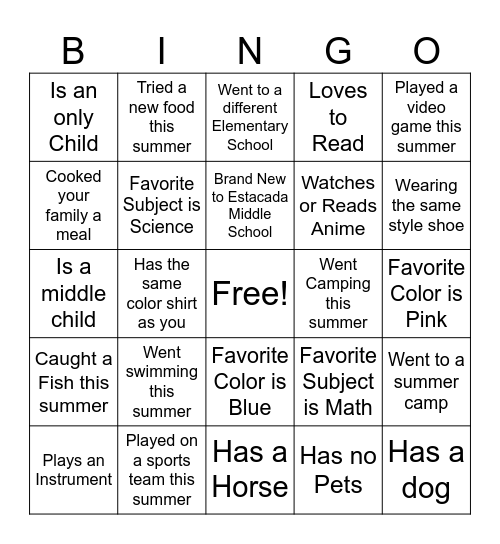 Untitled Bingo Card