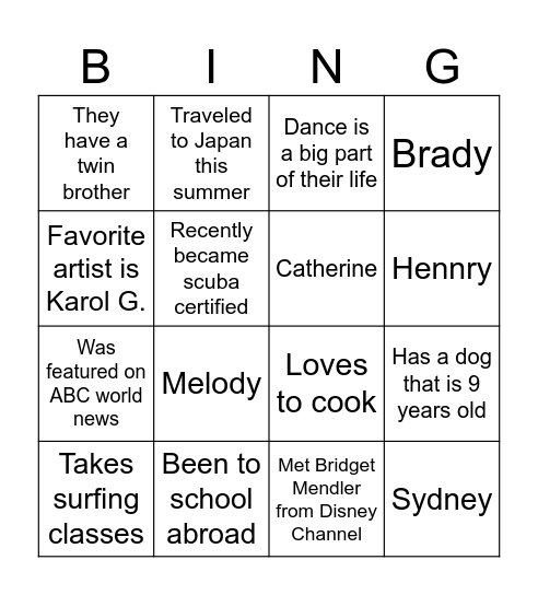 Untitled Bingo Card