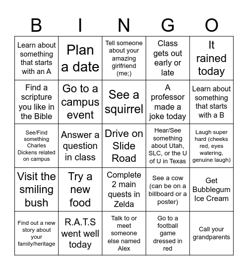 Alex the Lancastrian Bingo Card