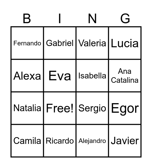 4A  We are a family! Bingo Card
