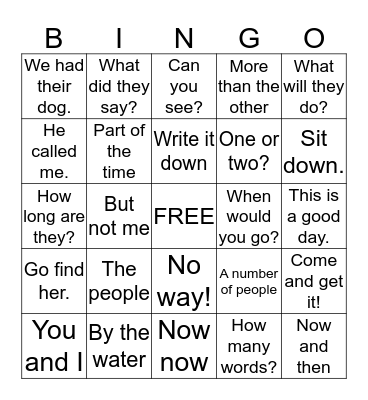 FAST READS! Bingo Card