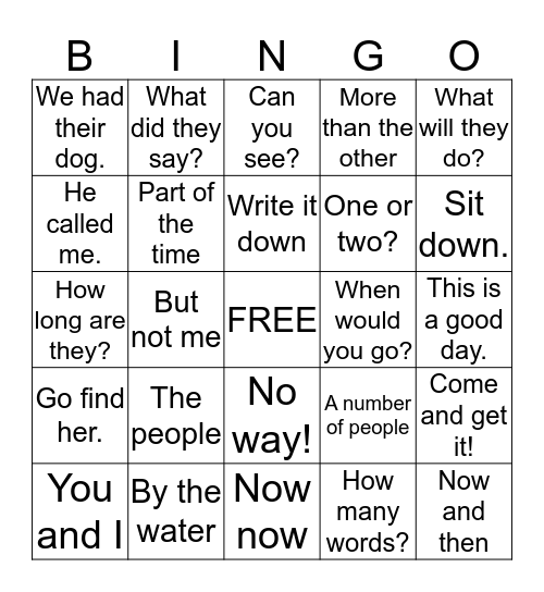 FAST READS! Bingo Card