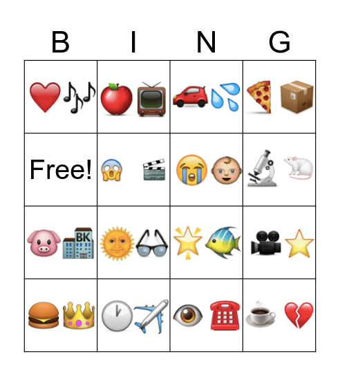 Emoji Bingo Card