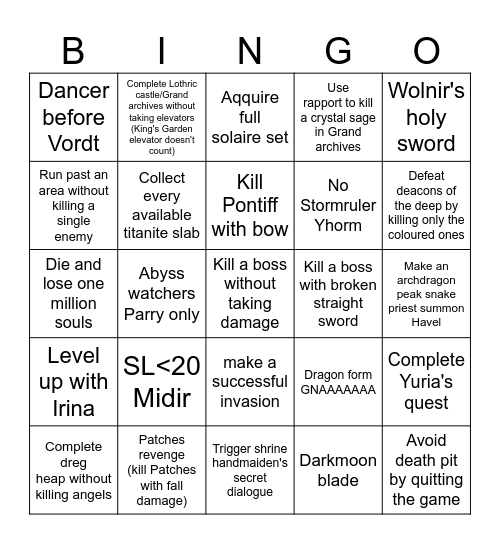 DS3 bingo Card