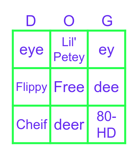 Dog Man Bingo Card