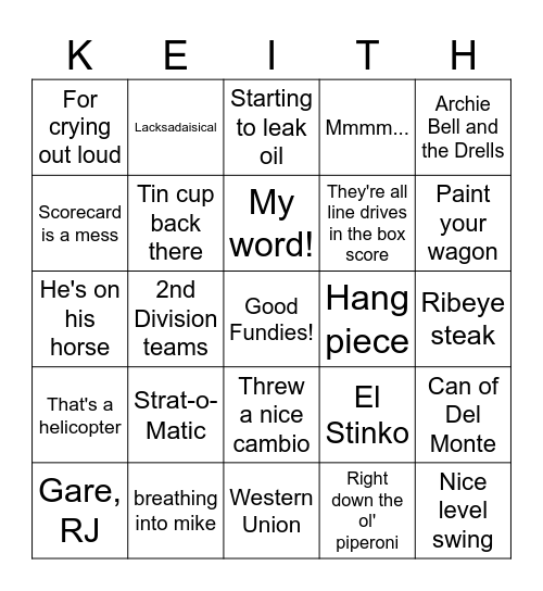 Keith-isms Bingo! Bingo Card