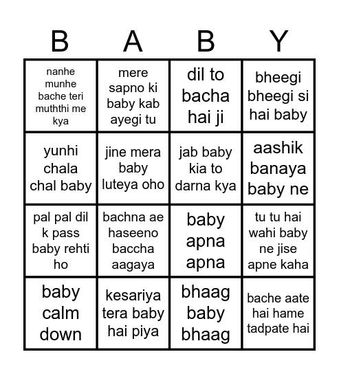 Dhanashree Jr. or Mayur Jr.? Bingo Card