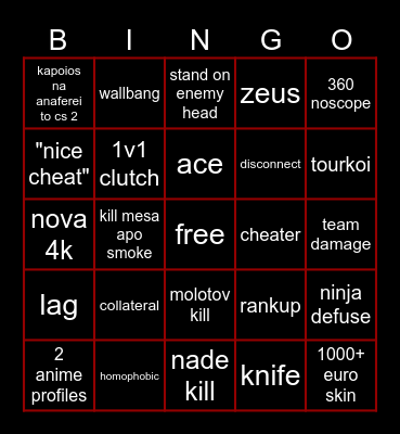 rash bingo Card
