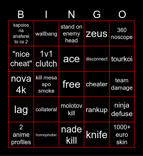 rash bingo Card