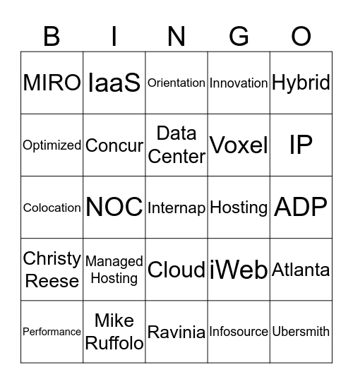 Internap Bingo Card