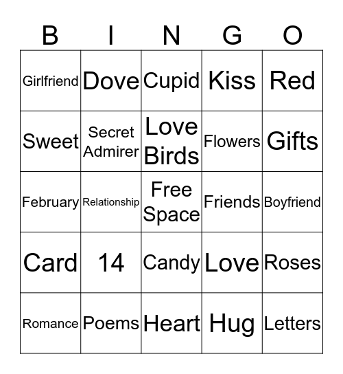 Valentine's Day Bingo Card