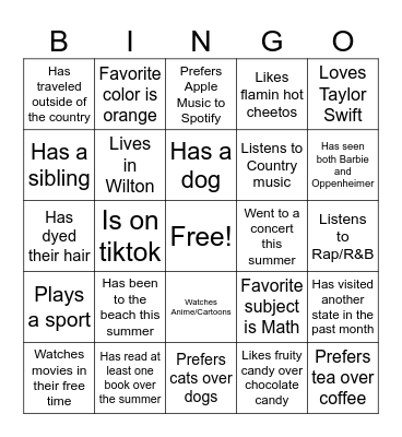 Find Someone Who... Bingo Card