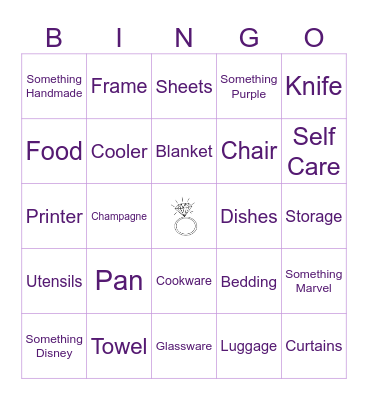 Bridal Shower Bingo Card